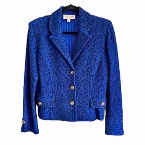 St. John Blue Knit Cardigan Blazer
